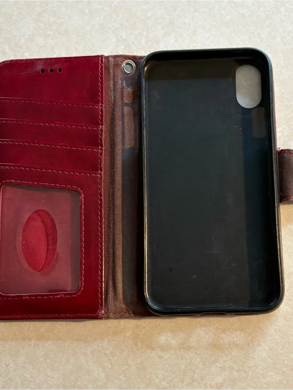 Premium Red Wallet iPhone XR Case with Card Slots